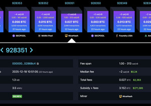 🔥 오늘: NiceHash에서 100달러도 안 되게 해시파워를 빌린 솔로 마이너가 비트코인 블록 928351…