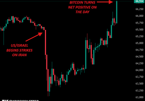 속보) 비트코인이 오늘 장중 플러스로 전환, 6만6천 달러 돌파.