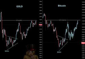 금이 이미 정답지를 보여줬고, #비트코인은 거의 그대로 따라가는 중.