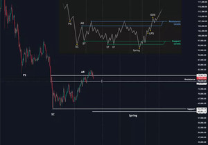 $BTC는 아직 와이코프 분배 국면임.