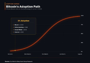 전 세계 비트코인 채택률 3%로 증가, 1990년대 초기 인터넷과 유사